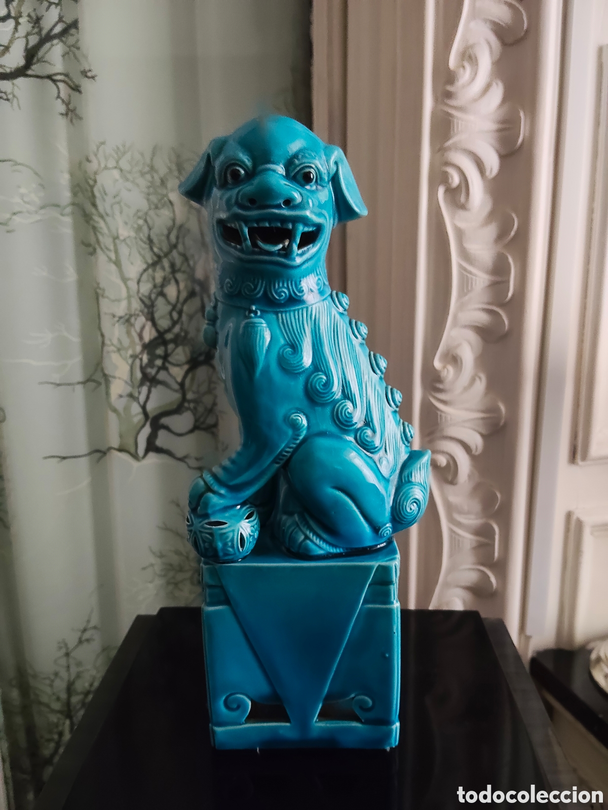 Antig&uuml;edades: Perro foo color turquesa - Foto 1