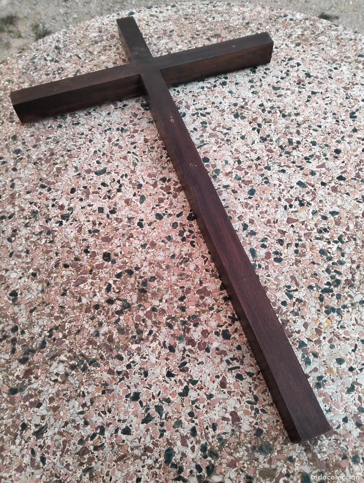 Antiquit&auml;ten: Gran cruz de madera antigua religiosa de iglesia enorme figura talla crucifijo procesi&oacute;n a&ntilde;os 40-50