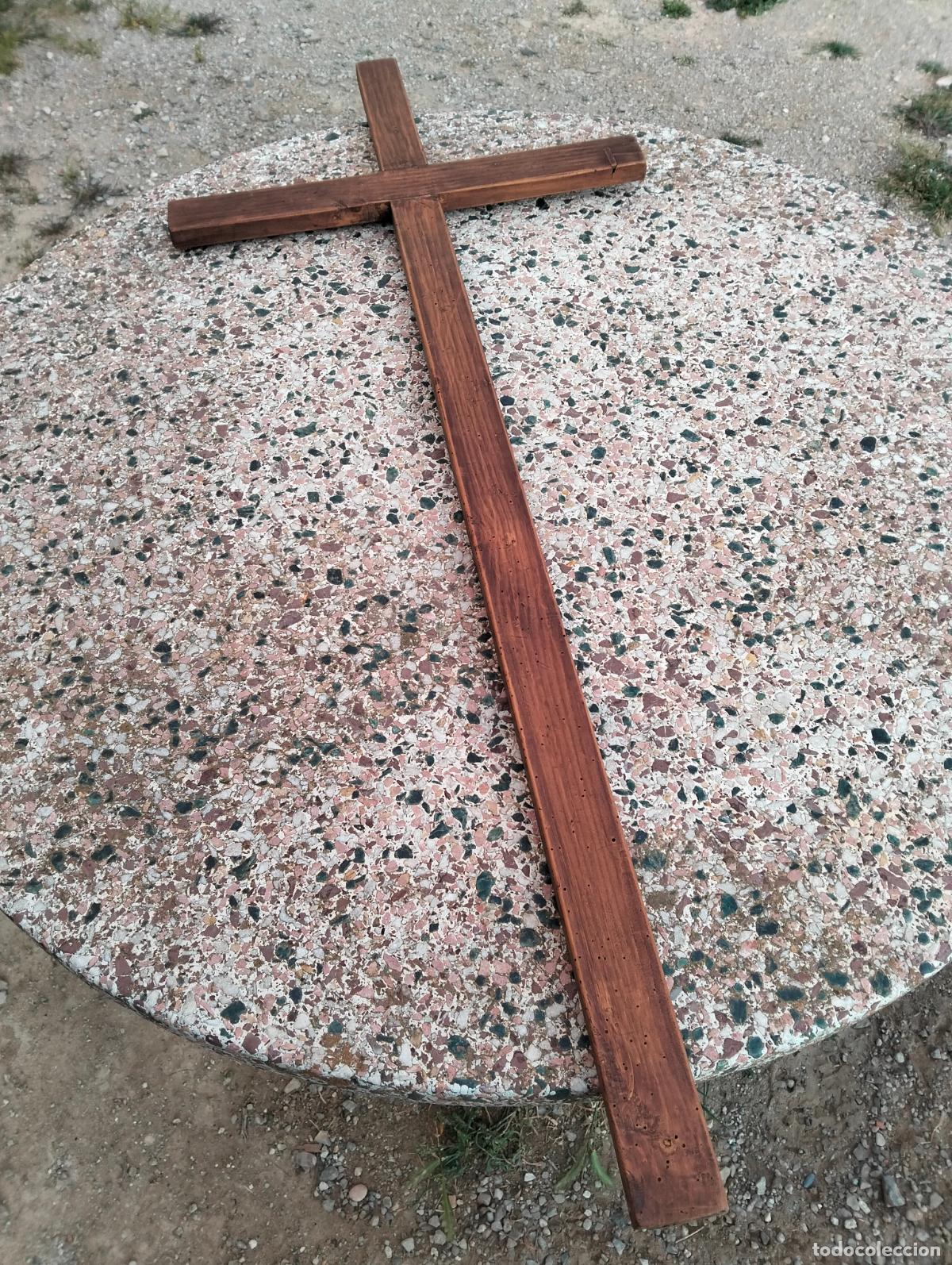 Antiques: Gran cruz de madera antigua decorativa de iglesia procesi&oacute;n norme para figura talla crucifijo a&ntilde;o 40