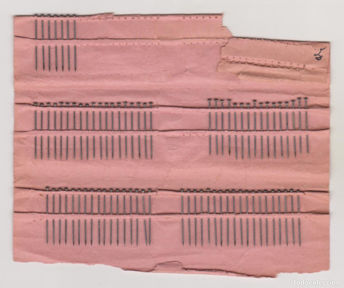 Antiquit&eacute;s: ALFILERES N&Uacute;M. 2 / 2 - PAPEL ROSA - 77 ALFILERES - MEDIDA ALFILER 2,50 CMS.