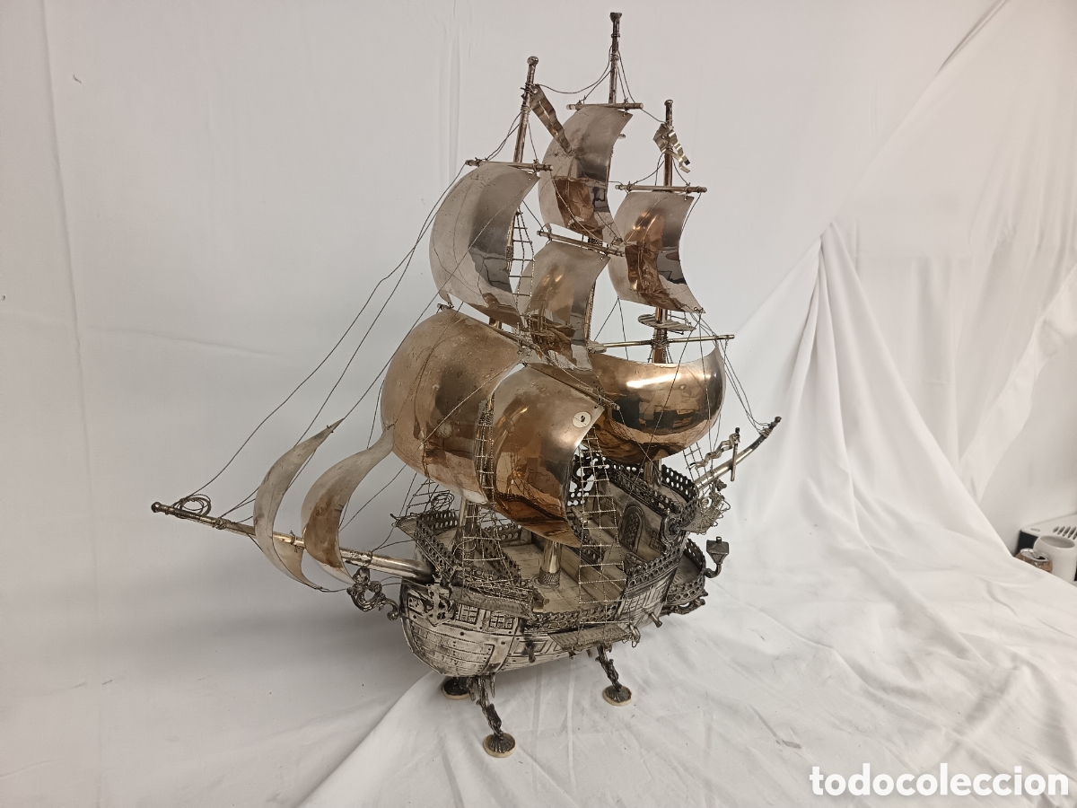 Antiquit&eacute;s: GRAN BARCO, GALE&Oacute;N, METAL PLATEADO, ALPACA, 60 CM