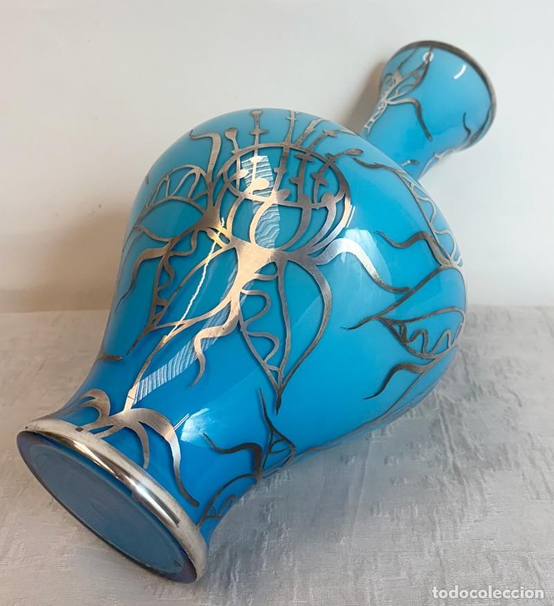 Antig&uuml;edades: Jarr&oacute;n de Cristal Opalino Turquesa - Foto 3