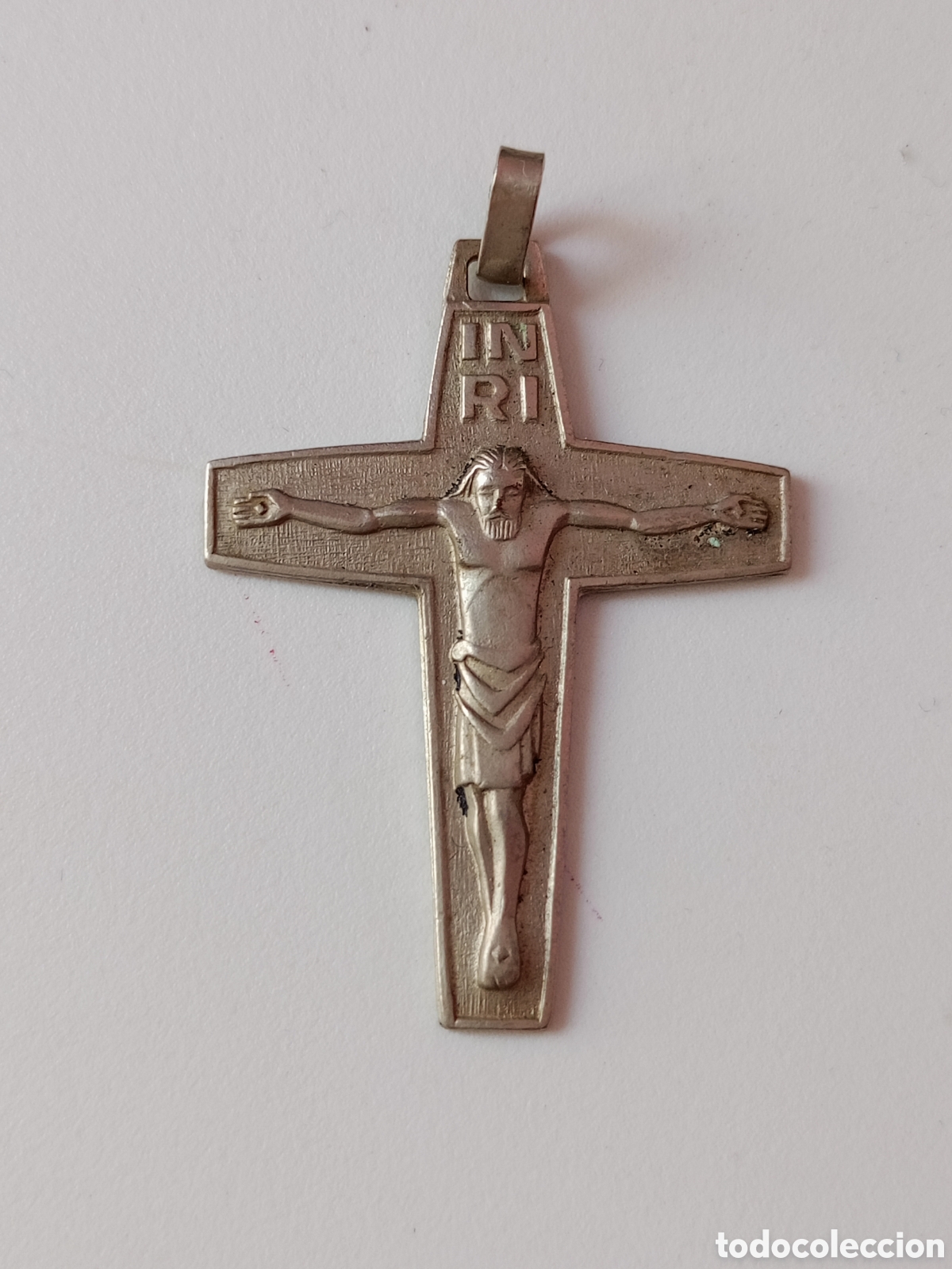 Antig&uuml;edades: Antigua Cruz colgante de plata crucifijo Jes&uacute;s croix argent