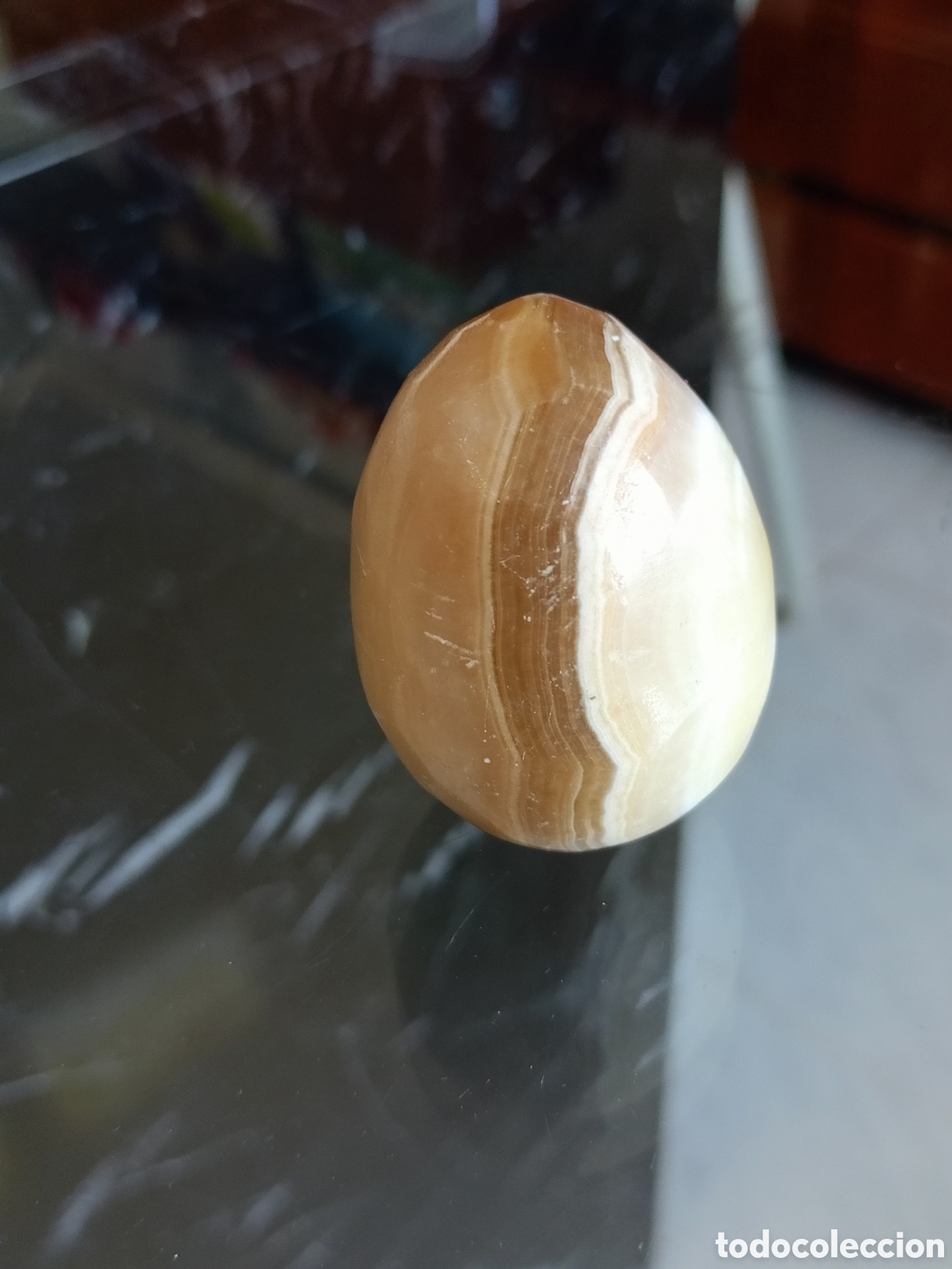 Antig&uuml;edades: Huevo &Aacute;gata Multicolor natural Corte &Oacute;valo, Opaco Vintage a&ntilde;os 80 piedra natural