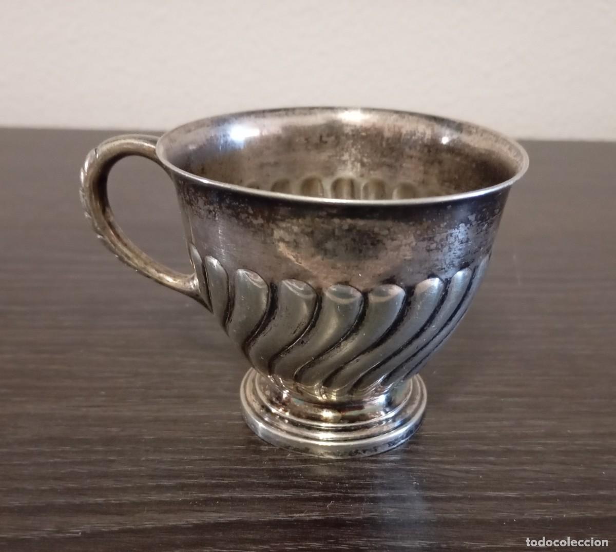 Antig&uuml;edades: TAZA DE ALPACA O METAL PLATEADO ANTIGUA DEL 1890-1910,ESTILO ART NOVEAU,,HECHA EN INGLATERRA