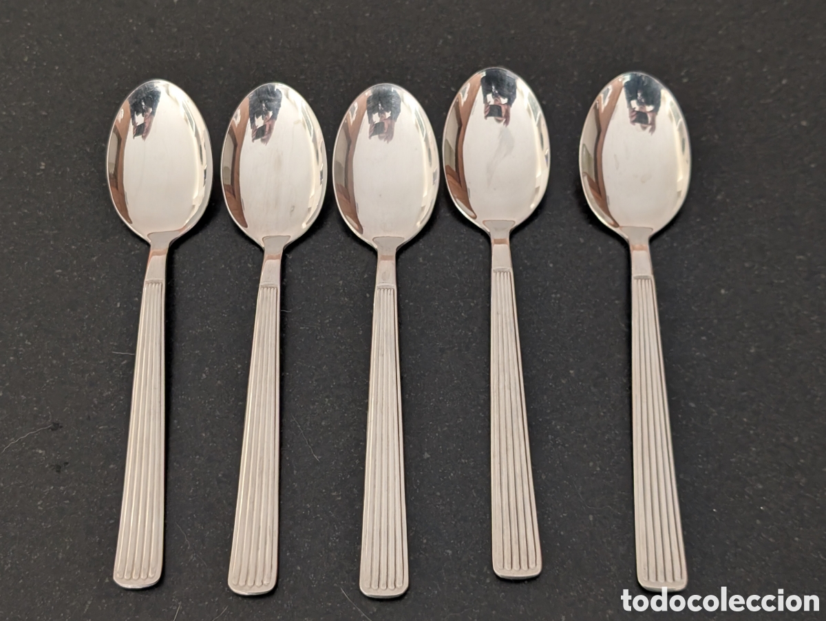 Antig&uuml;edades: 5 Cucharas Pinti 1929 &rdquo;Byron&rdquo; - Acero 18/10 Italy