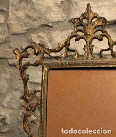 Antiquit&eacute;s: Marco de bronce metal estilo antiguo modernista cuadro portafotos con soporte a&ntilde;os 50-60