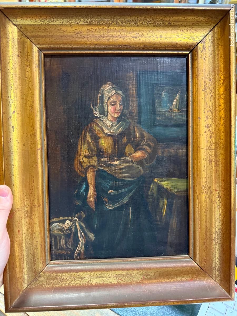 Antig&uuml;edades: PINTURA SOBRE COBRE ESTILO HOLANDES - MEDIDA MARCO 39X31 CM