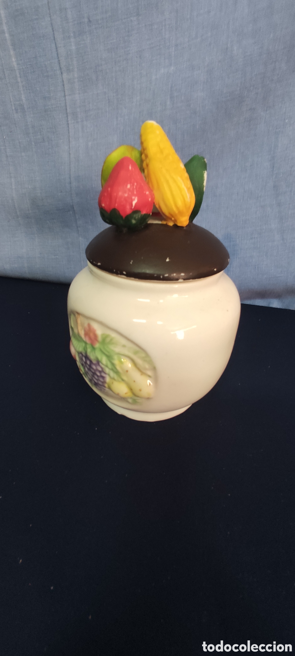 Antig&uuml;edades: Tarro de cer&aacute;mica frutas - Foto 3