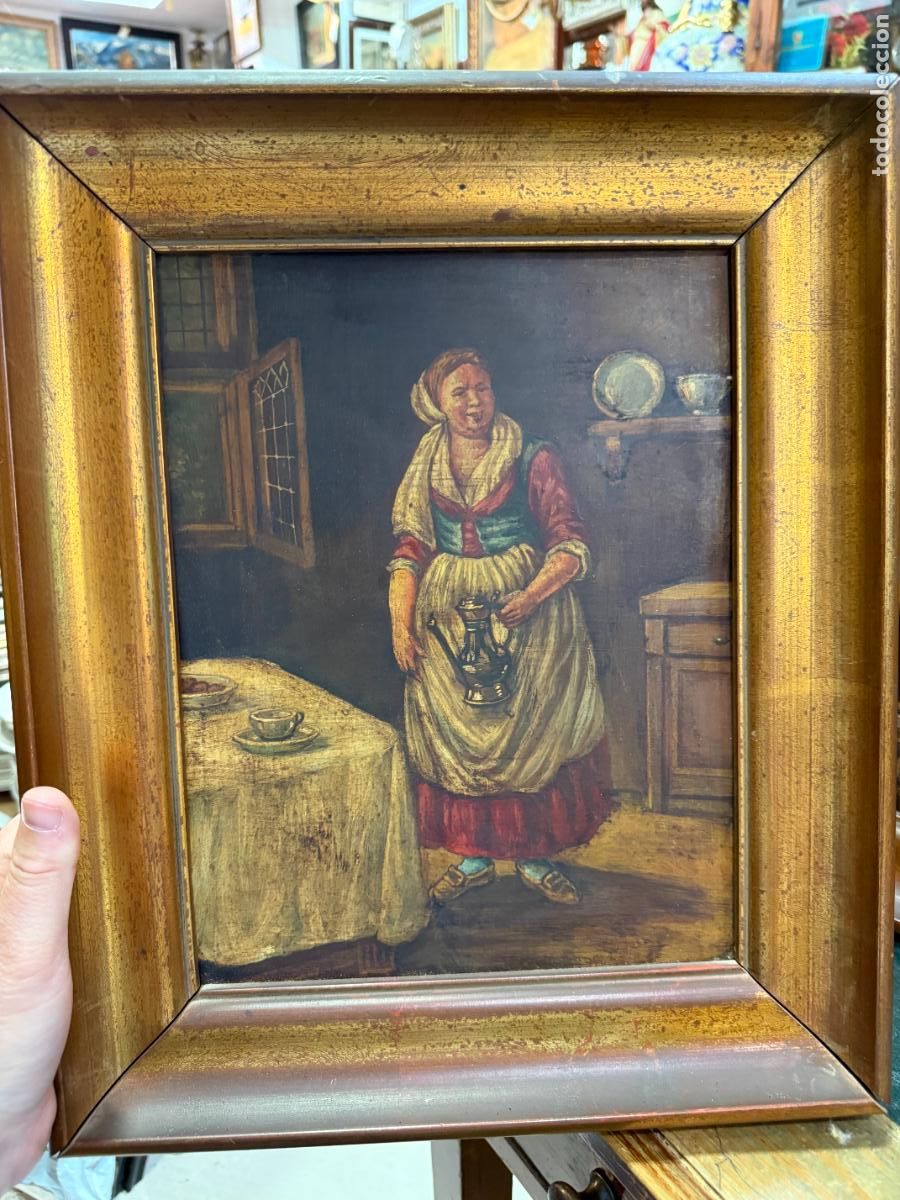 Antig&uuml;edades: PINTURA SOBRE COBRE ESTILO HOLANDES - MEDIDA MARCO 40X33 CM