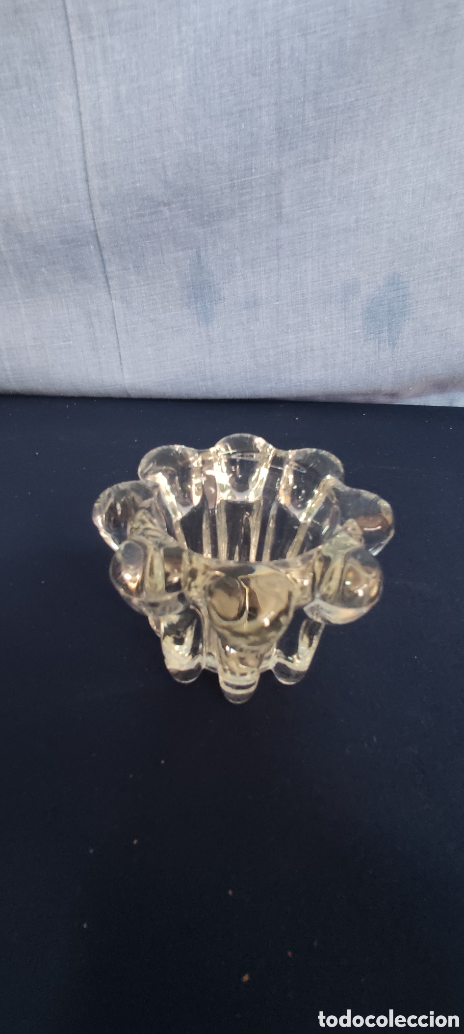 Antig&uuml;edades: Portavelas de cristal frances - Foto 2