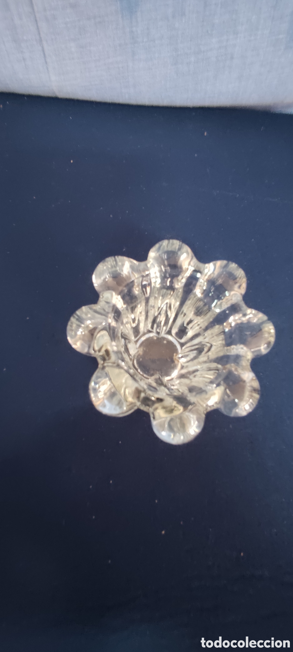 Antig&uuml;edades: Portavelas de cristal frances - Foto 3