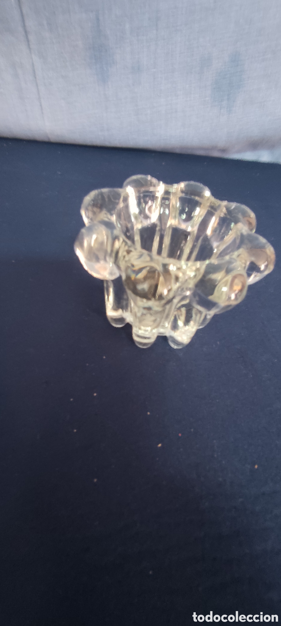 Antig&uuml;edades: Portavelas de cristal frances - Foto 4