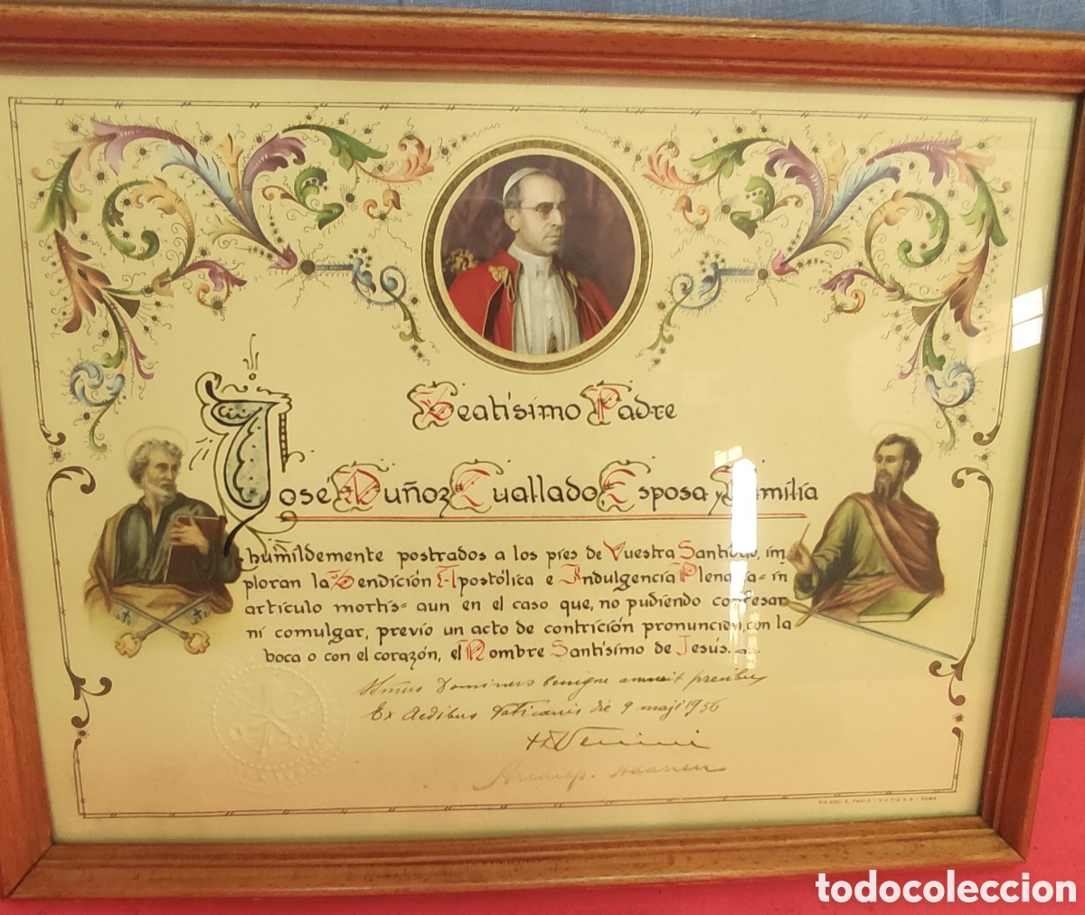 Antig&uuml;edades: Certificados de bendici&oacute;n apost&oacute;lica - Foto 2