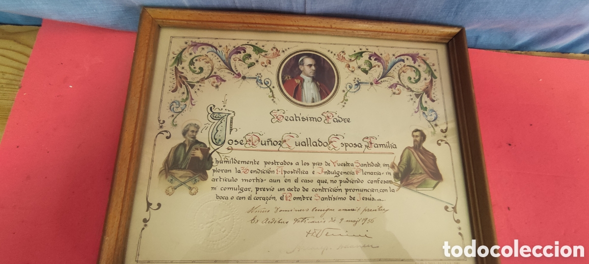 Antig&uuml;edades: Certificados de bendici&oacute;n apost&oacute;lica - Foto 5