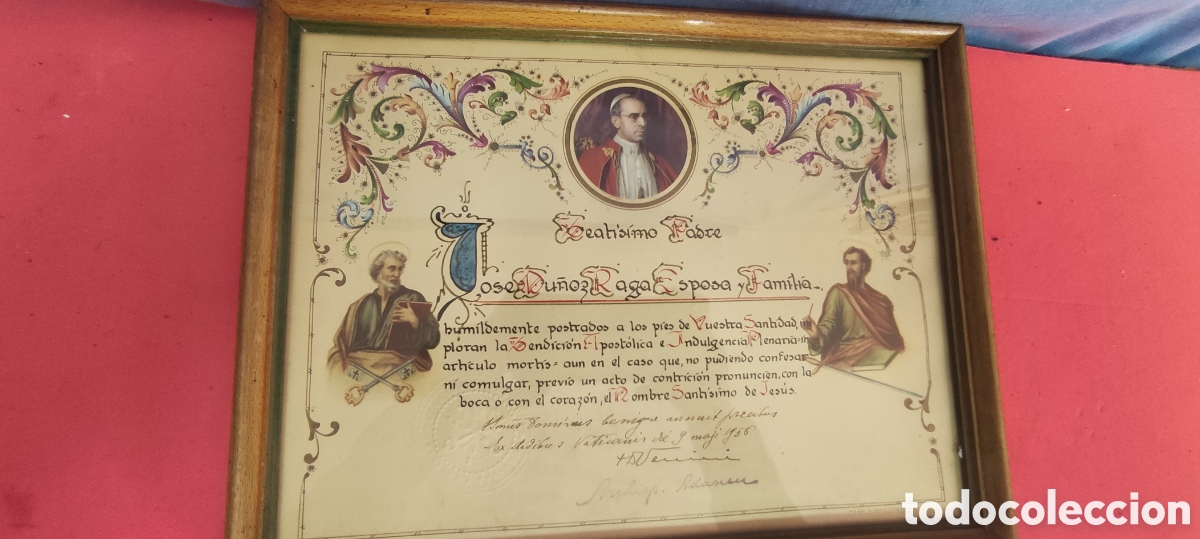 Antig&uuml;edades: Certificados de bendici&oacute;n apost&oacute;lica - Foto 9