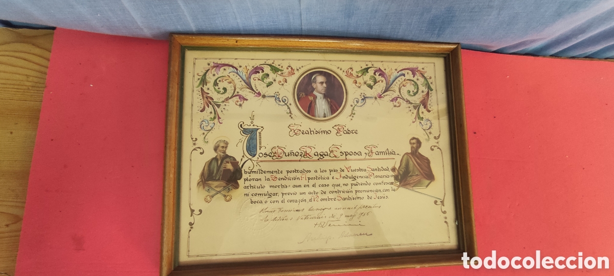 Antig&uuml;edades: Certificados de bendici&oacute;n apost&oacute;lica - Foto 10