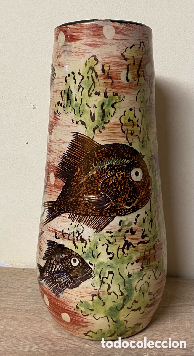 Antiques: Jarr&oacute;n Cer&aacute;mica Catalana Artista Eusebio Eusebi D&iacute;az Costa La Bisbal a&ntilde;os 40 50 reflejos met&aacute;licos