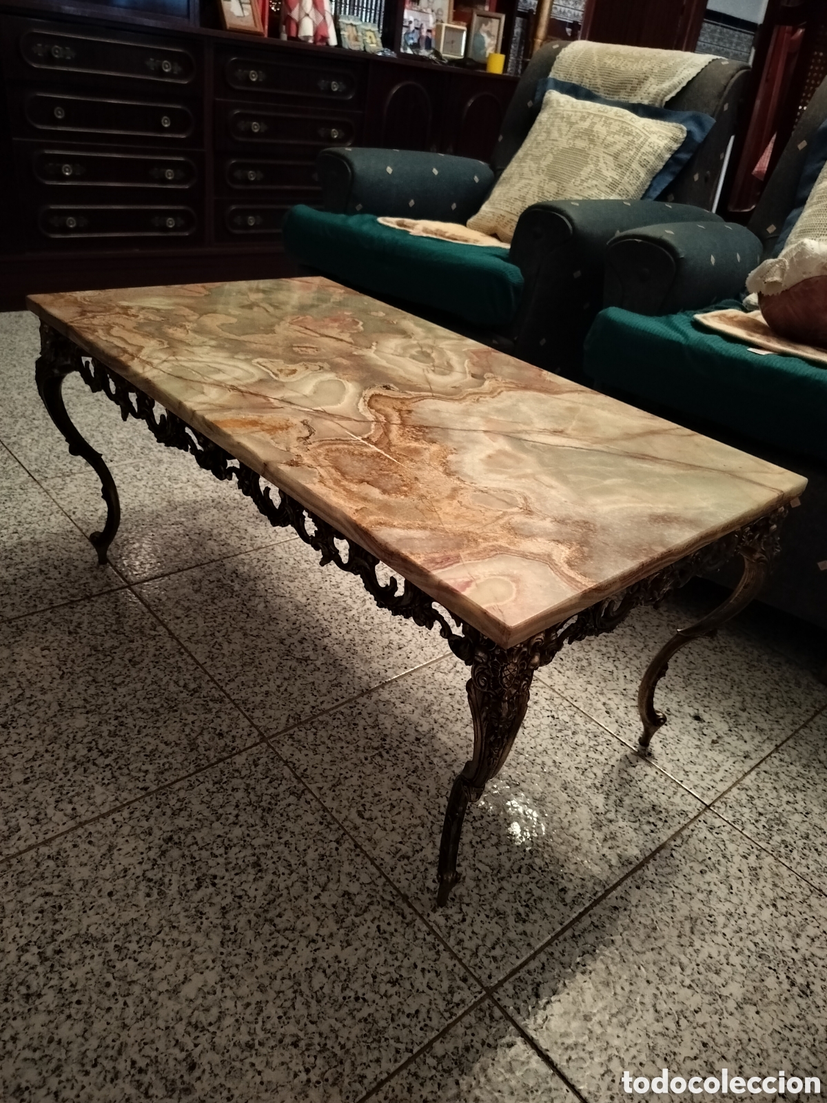 Antiques: Mesa baja de Onix y Bronce estilo Luis XV
