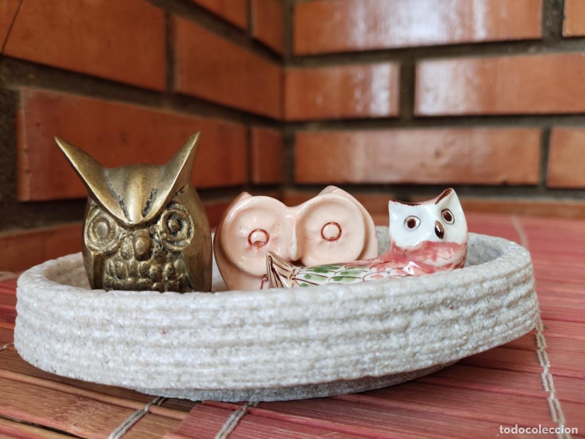 Oggetti Antichi: Bandejita con 3 buhitos.