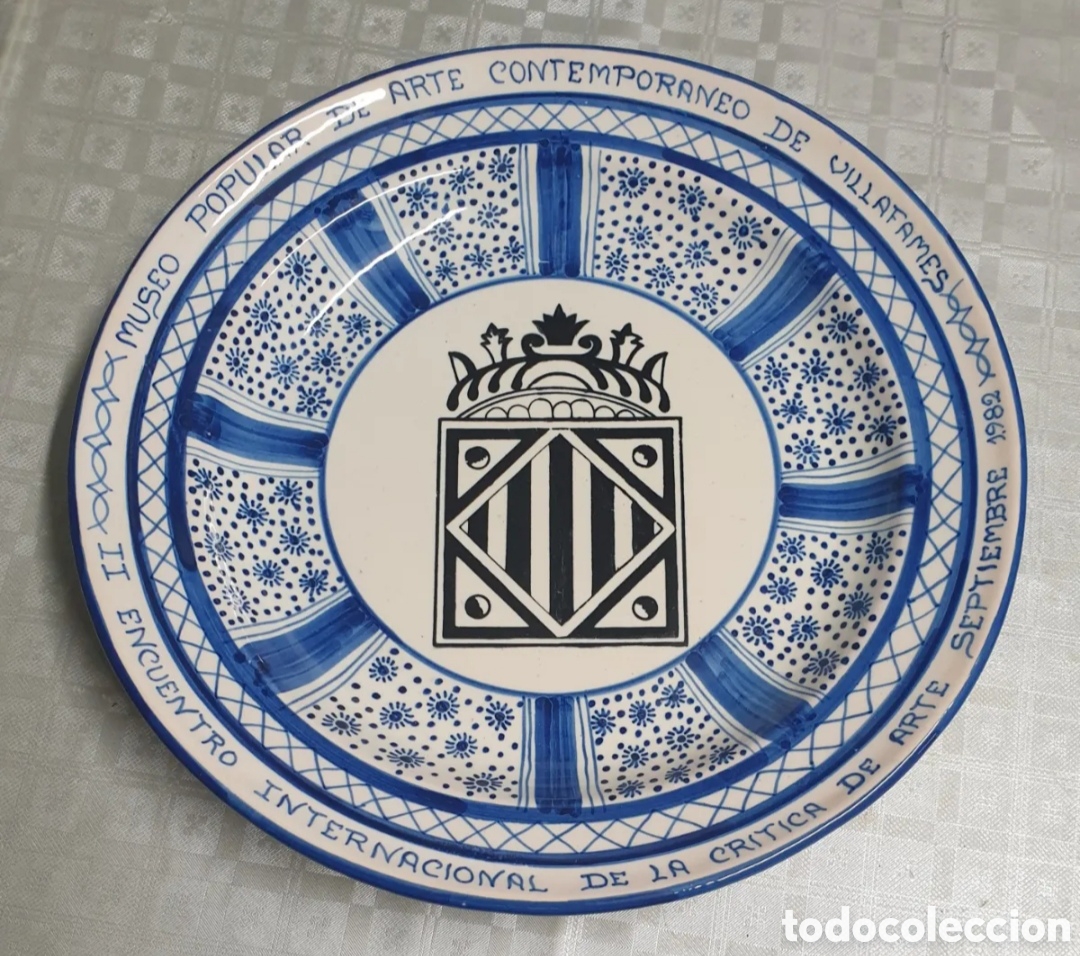 Antiques: Plato Cer&aacute;mica Ribesalbes Castell&oacute;n de Figas 1982 61/99 Museo Popular Arte Contempor&aacute;neo Villafames