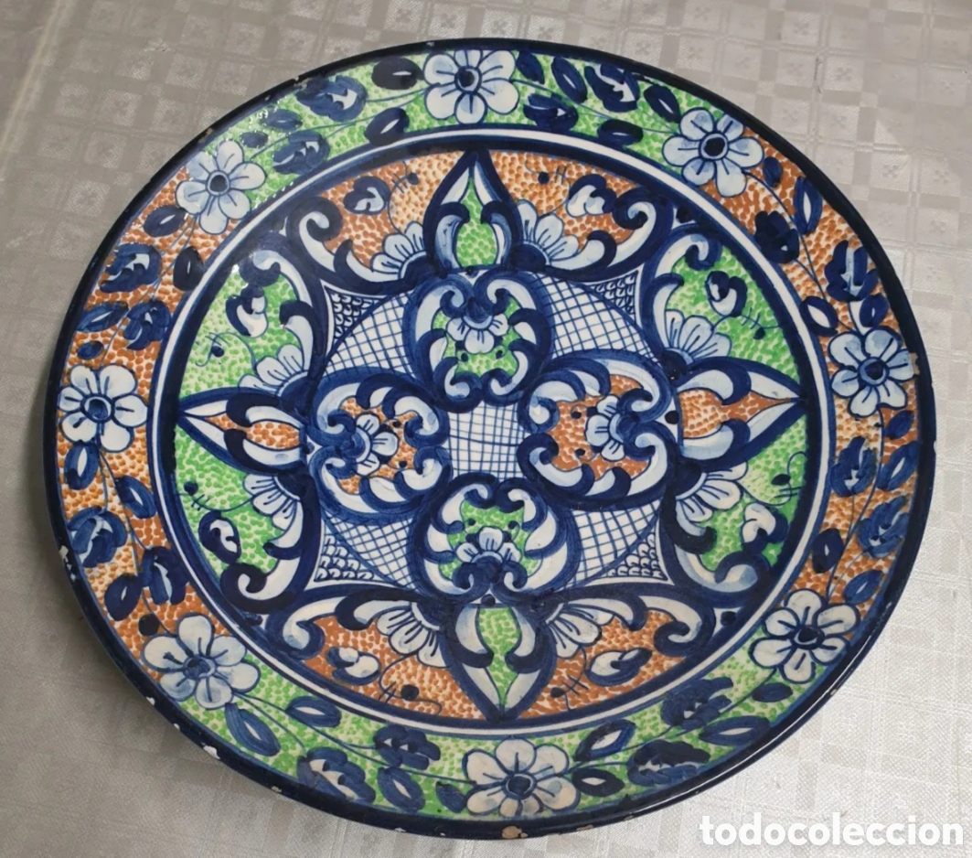 Antig&uuml;edades: GRAN PLATO DE CER&Aacute;MICA MANISES FDO PASCUAL ZORRILLA 35,5 cm