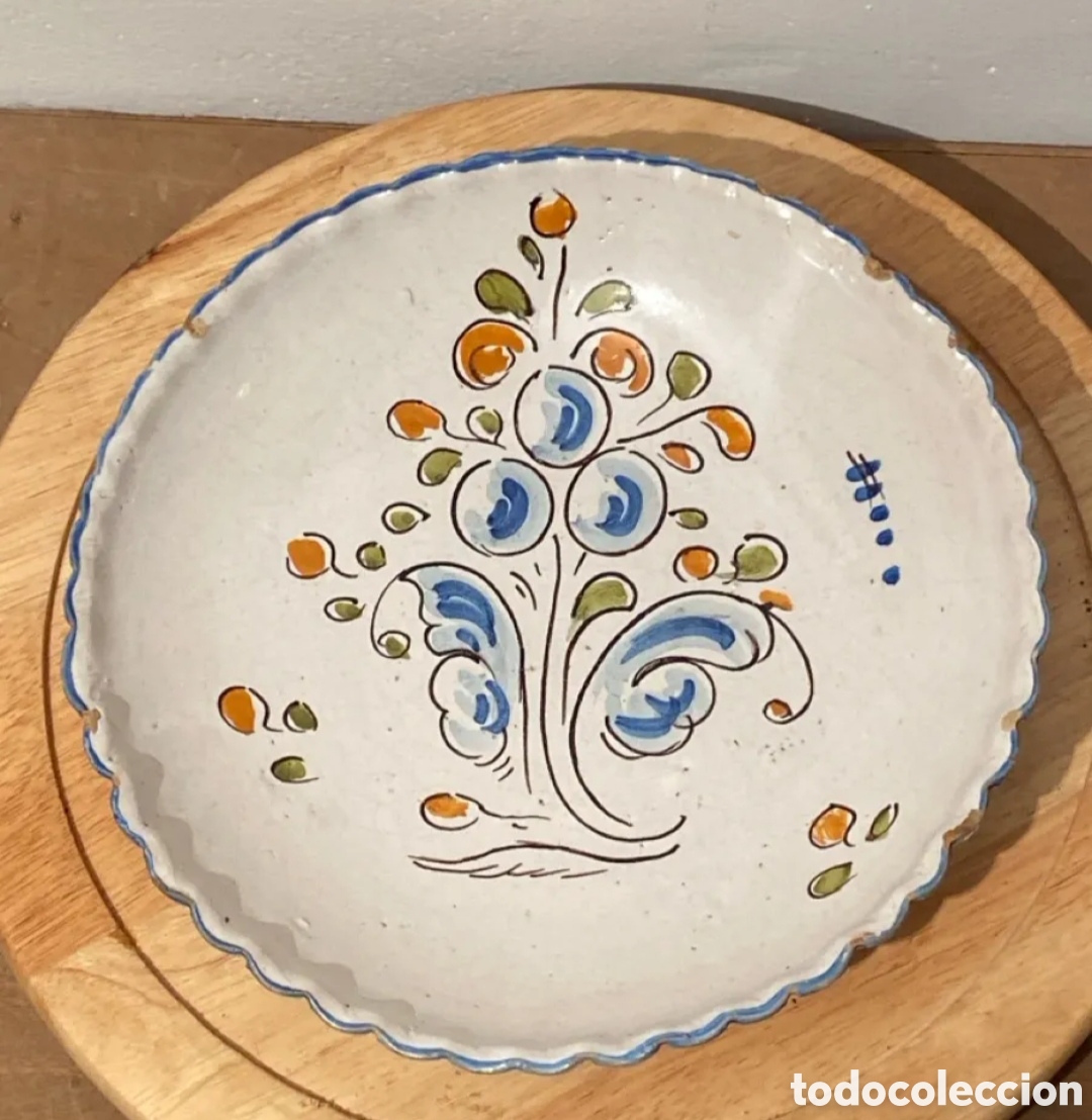 Oggetti Antichi: Plato hondo o fuente Cer&aacute;mica Talavera SASO 25,3 cm