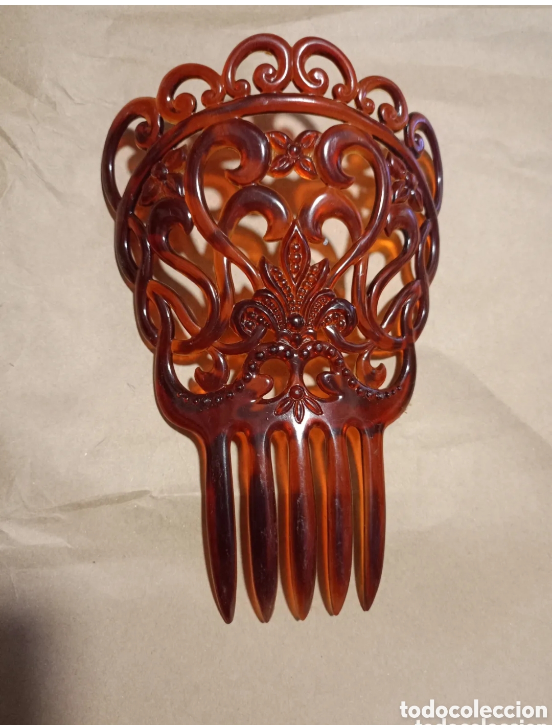 Antiques: Peineta mantilla ni&ntilde;a color concha pl&aacute;stico 150x180mm flamenca