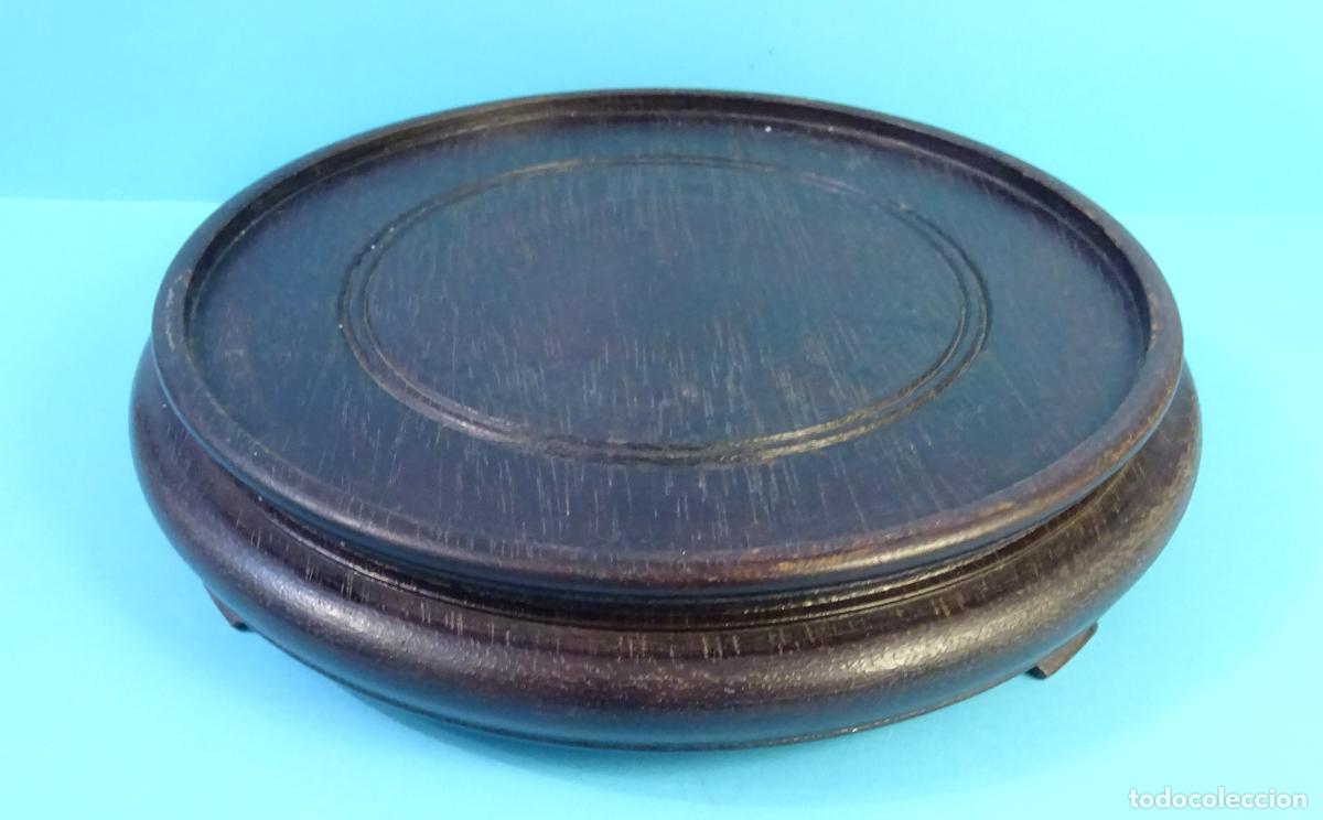 Antig&uuml;edades: PEANA PEDESTAL DE MADERA PARA FANAL, JARR&Oacute;N, FIGURA, BONSAI. DI&Aacute;METRO 20,5 CM ALTURA 4 CM