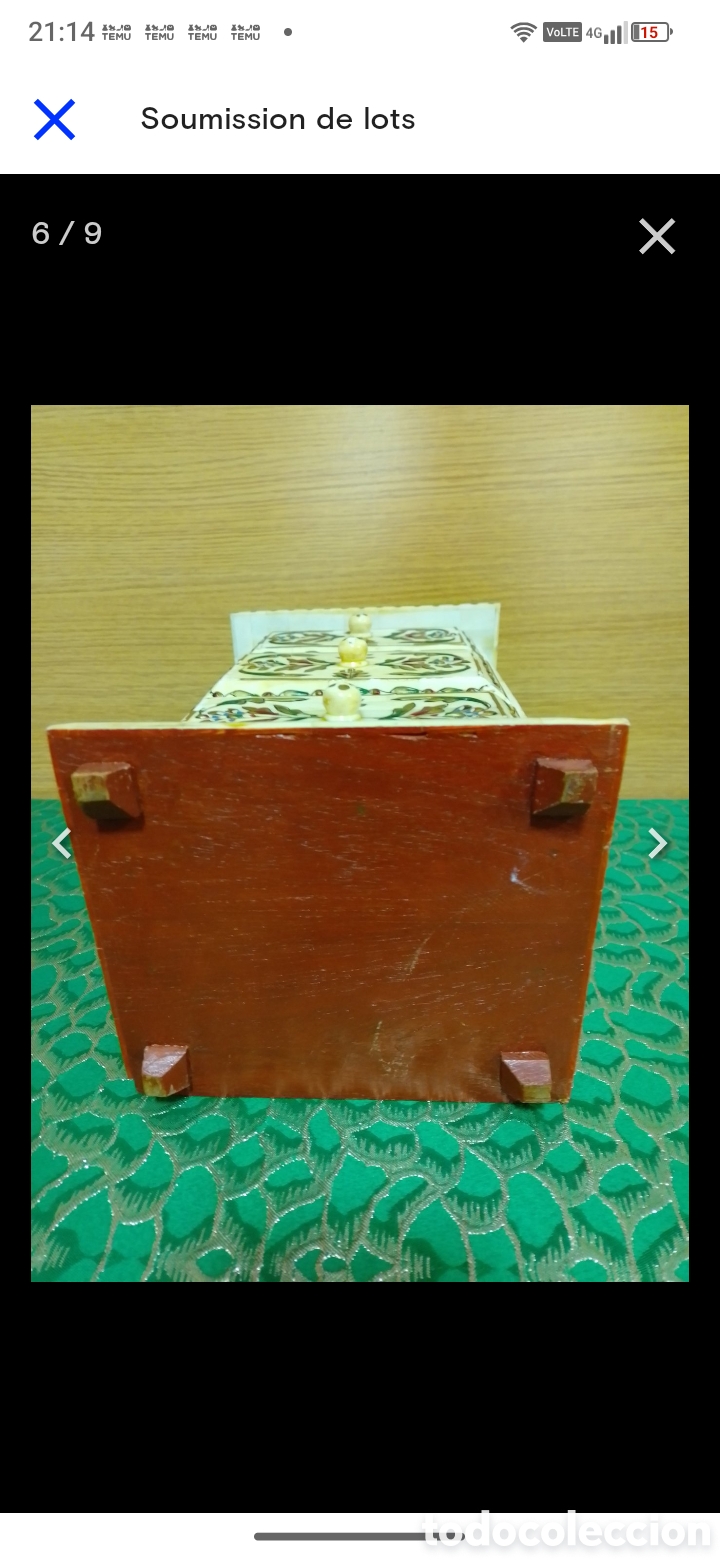 Antig&uuml;edades: Boite &agrave; bijoux en bois et os - Foto 8