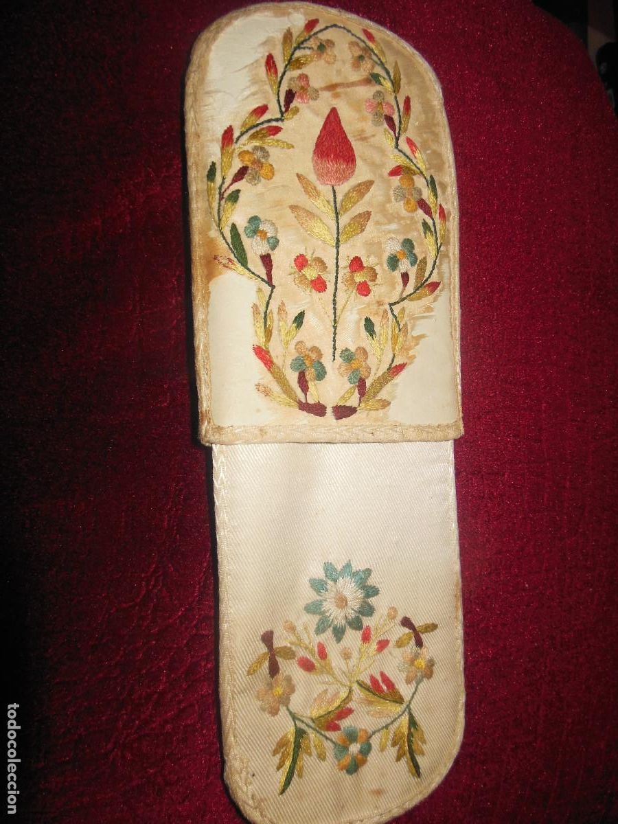 Antiquit&eacute;s: FUNDA PARA GAFAS SIGLO XIX BORDADO TELA