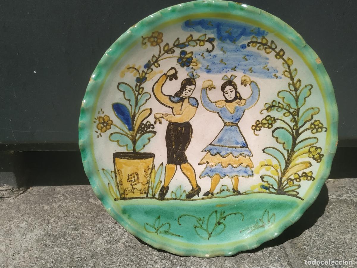 Antiguidades: Plato antiguo popular Puente Arzobispo (Toledo) danza con casta&ntilde;uelas