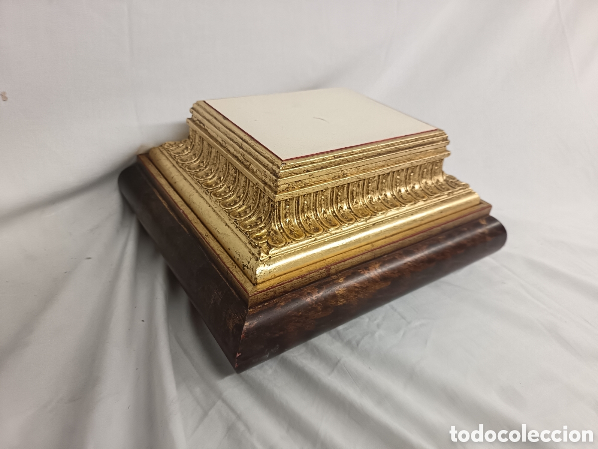 Antiques: BONITA PEANA O PEDESTAL PARA SANTO. PAN DE ORO, MADERA