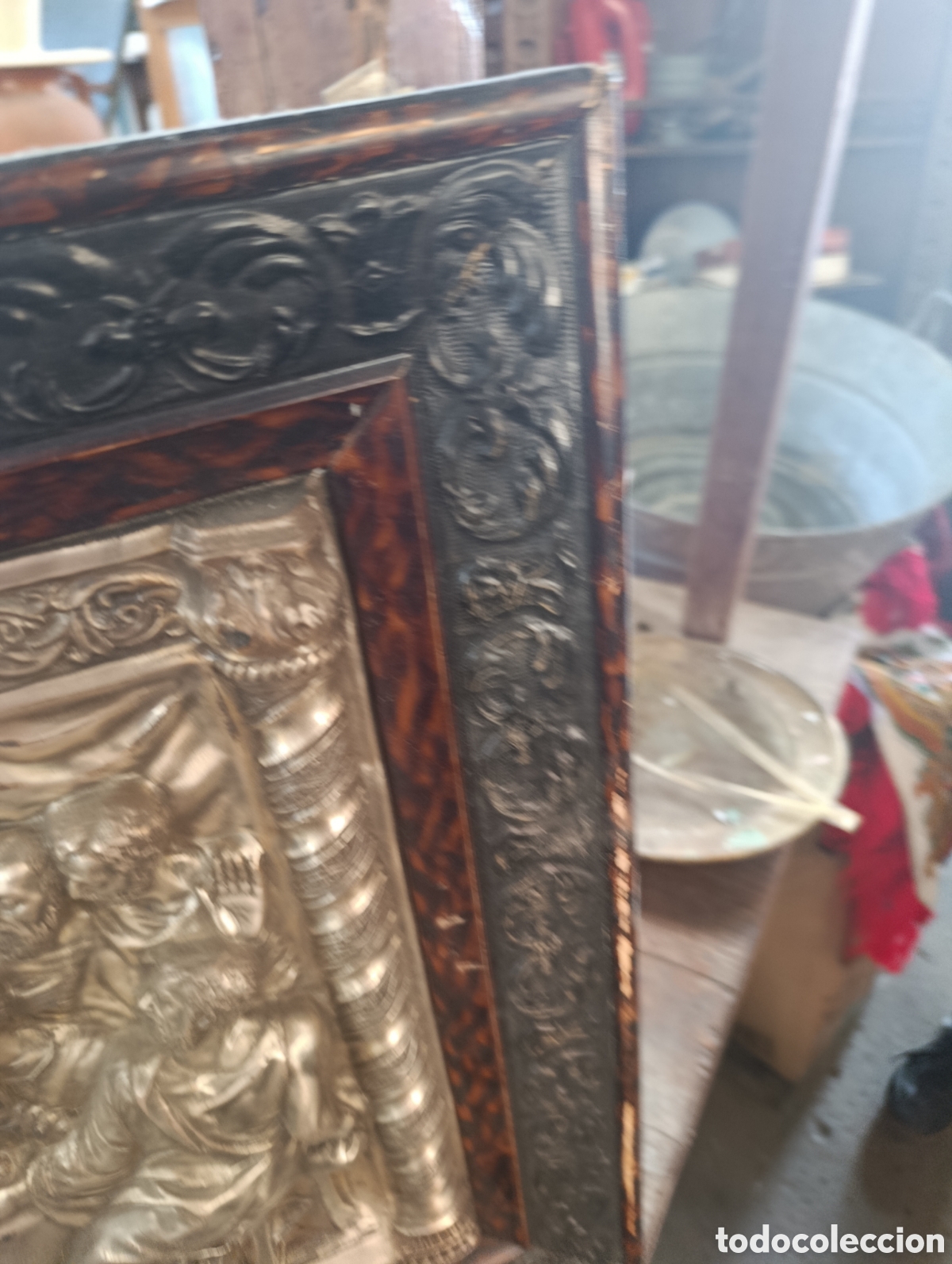 Antig&uuml;edades: Cuadro ultima cena en laton plateado. - Foto 4