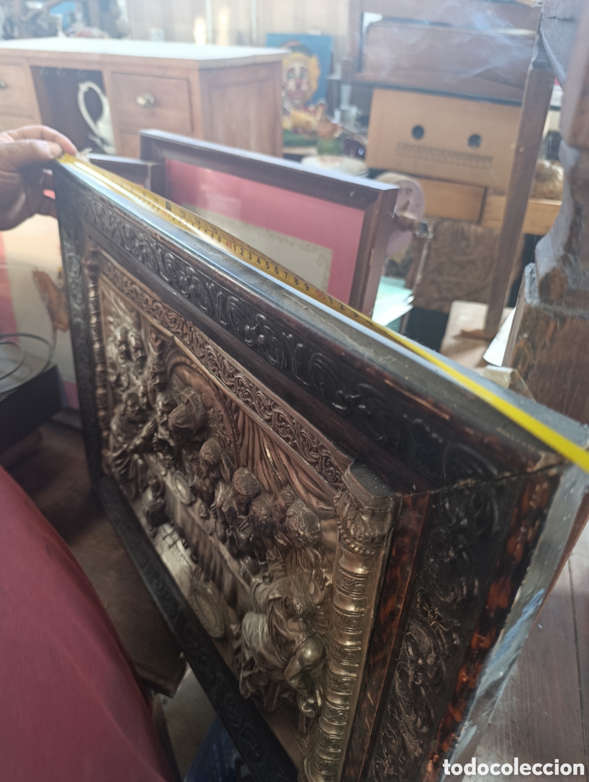 Antig&uuml;edades: Cuadro ultima cena en laton plateado. - Foto 8