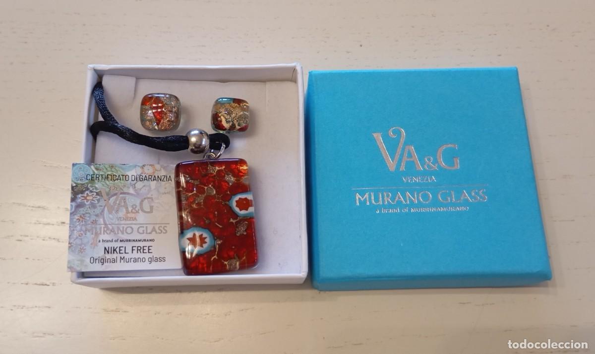 Antig&uuml;edades: BONITO CONJUNTO DE JOYAS DE CRISTAL DE MURANO, ITALIA, VIENE CON CERTIFICADO DE GARANT&Iacute;A,MARCA VA&G