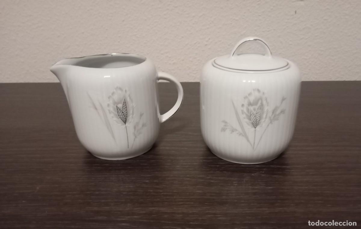Antig&uuml;edades: BONITO AZUCARERO CON TAPA+JARRA DE LECHE DE PORCELANA DE ALTA CALIDAD ALEMANA,MARCA GH BAVARIA