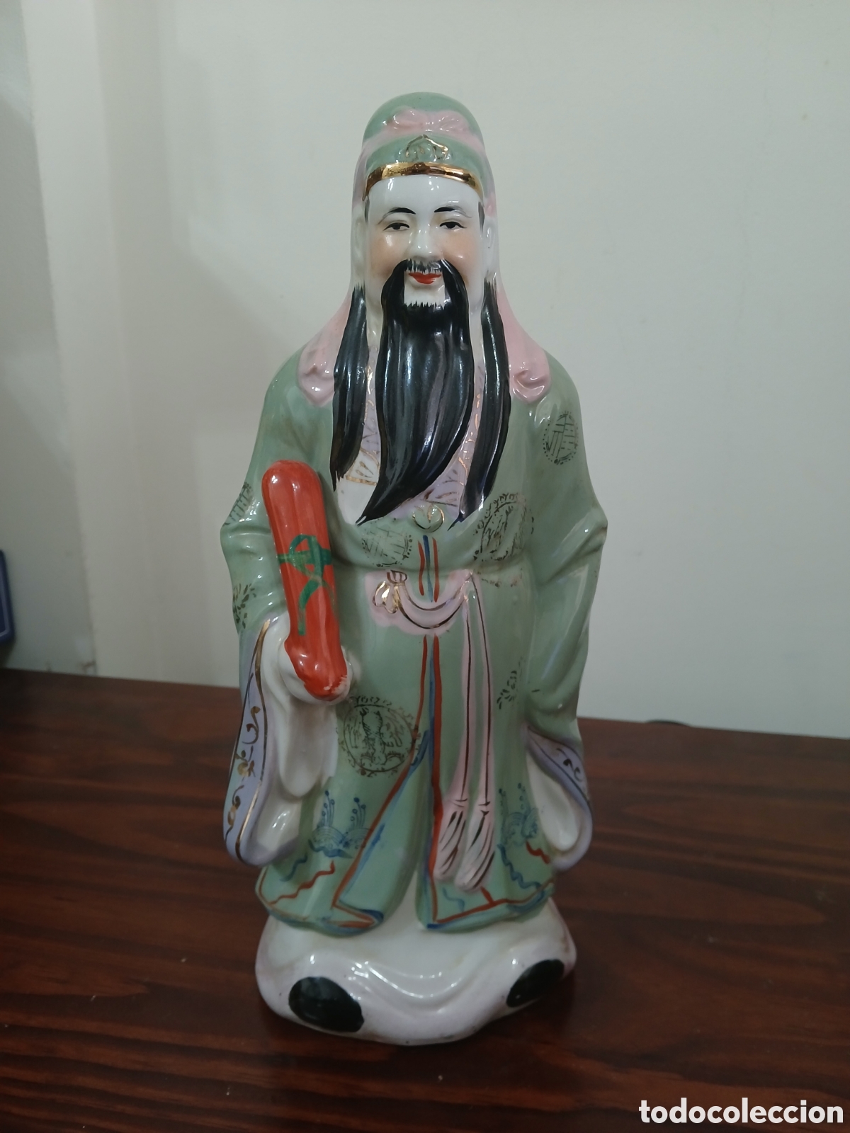 Antig&uuml;edades: Figura Ceramica esmaltada de Dios Chino