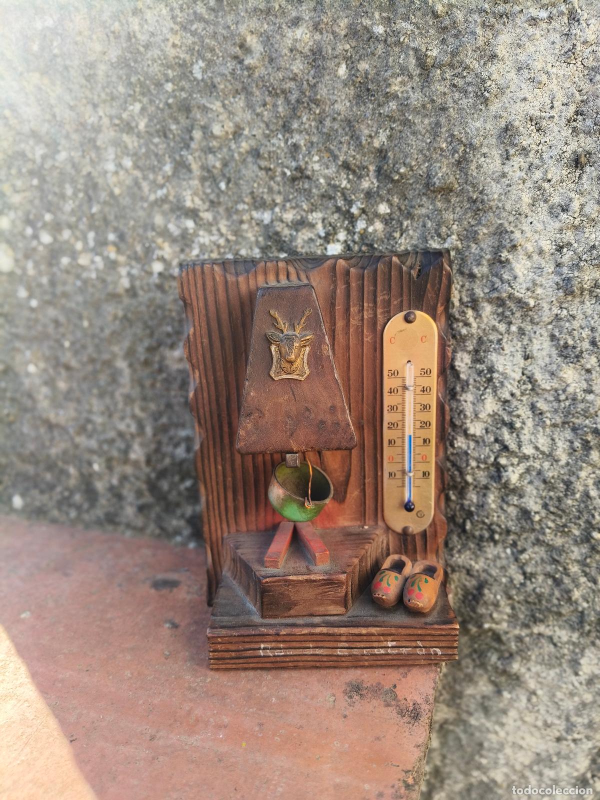 Antig&uuml;edades: Thermom&egrave;tre mural bois ann&eacute;e 60