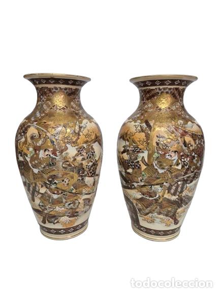 Antig&uuml;edades: Pareja de Jarrones Satsuma, Jap&oacute;n - Periodo Meiji (1868-1912) - S.XIX - Decorados con Personajes