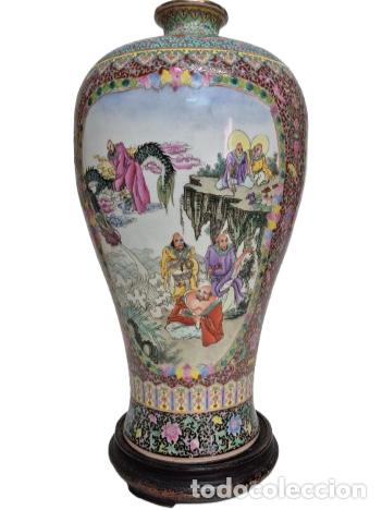 Antig&uuml;edades: Precioso Jarr&oacute;n - Porcelana China - Familia Rosa, Tongzhi (1862-1874) - Alto 57 - Escenas Orientales