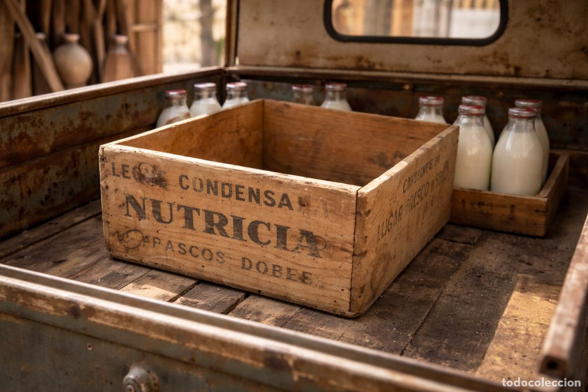 Antig&uuml;edades: Caja de madera leche condensada Nutricia, (RESTAURADO)
