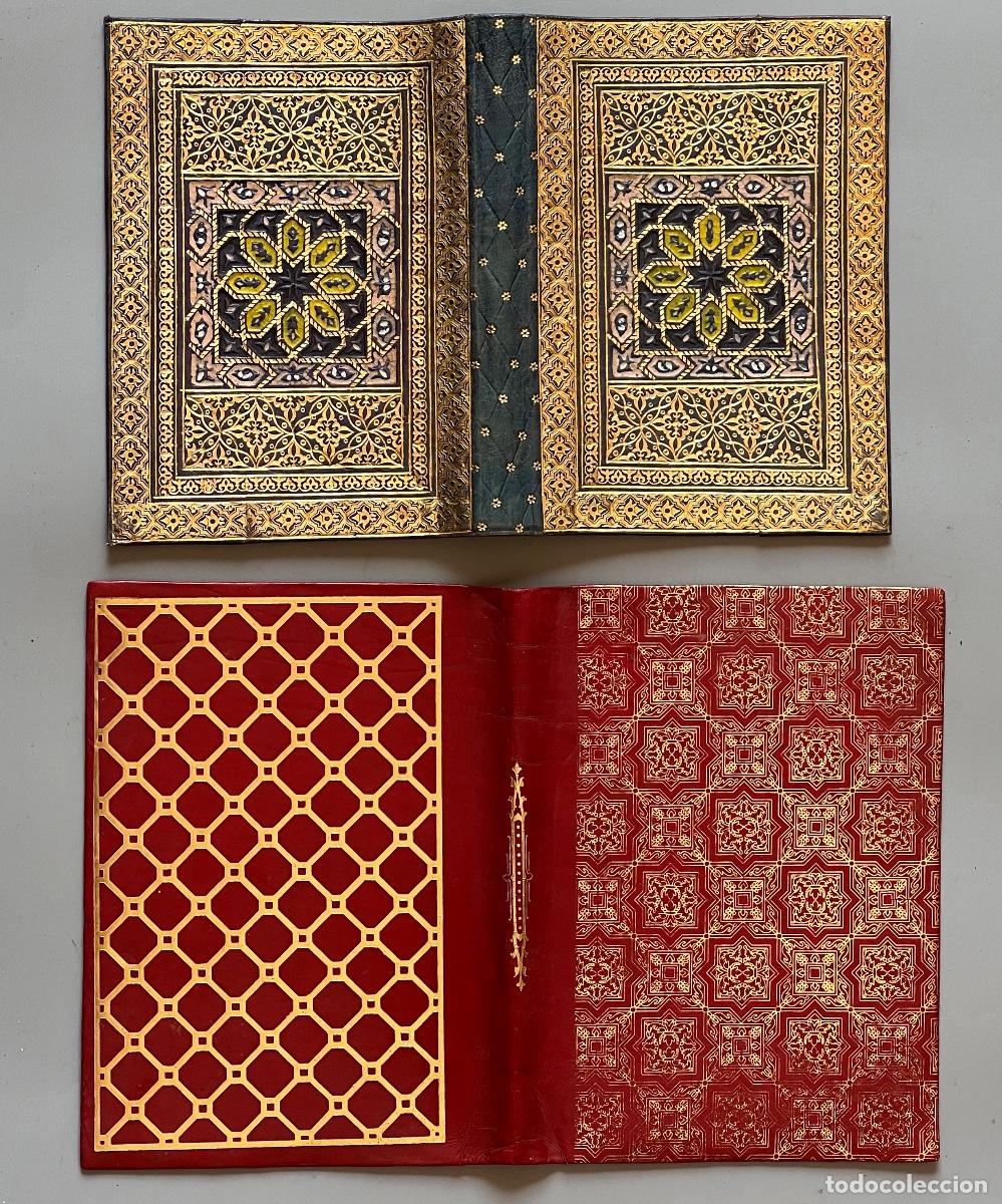 Antig&uuml;edades: Dos fundas de libro en cuero repujado en oro antiguas