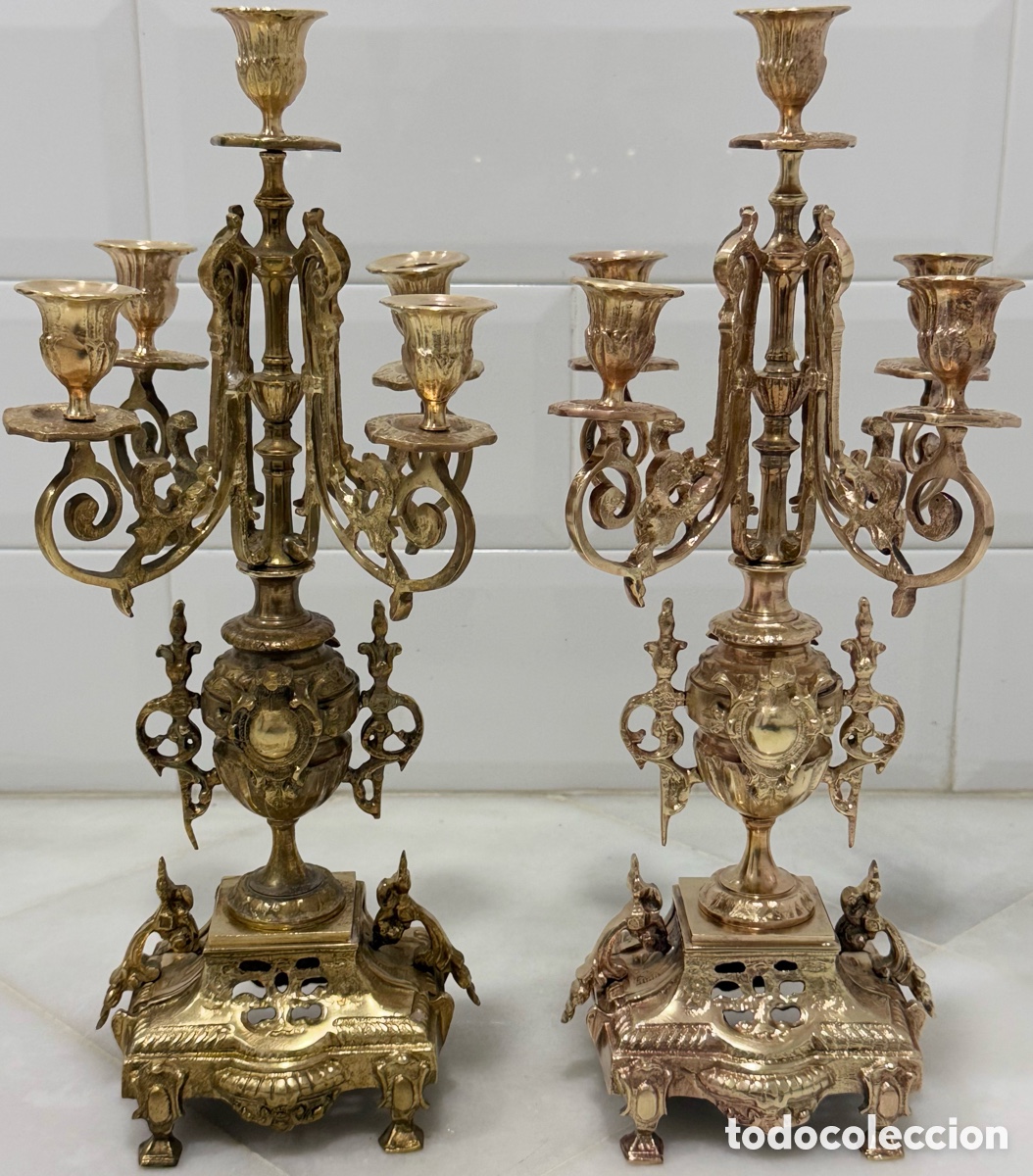 Antig&uuml;edades: ANTIGUOS CANDELABROS FRANCESES BRONCE PPIOS XX