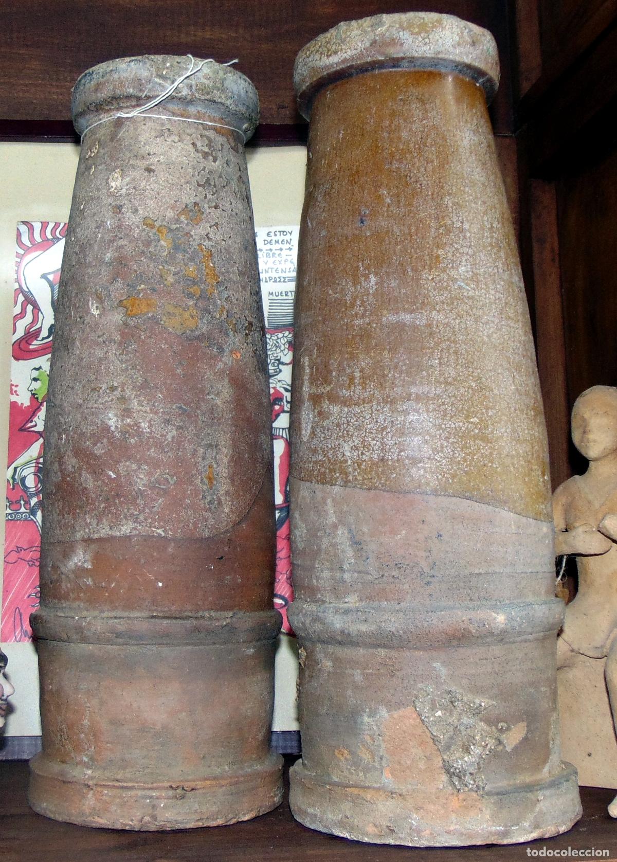 Antig&uuml;edades: PAREJA DE CANALONES DE CERAMICA SIGLO XIX ESMALTADOS, MUY DECORATIVOS