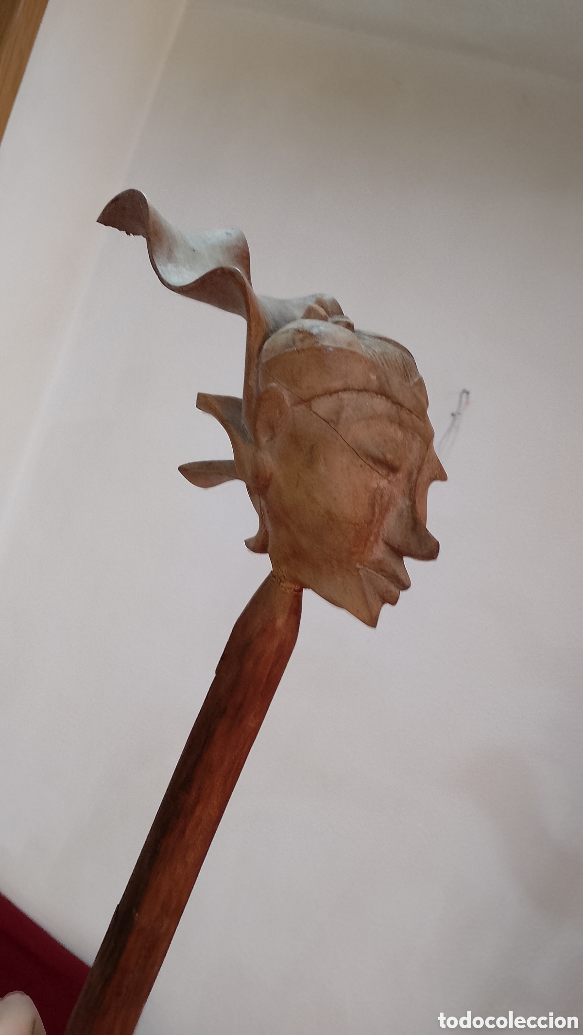 Antig&uuml;edades: Antiguo bast&oacute;n cabeza de mujer tallada - Foto 2