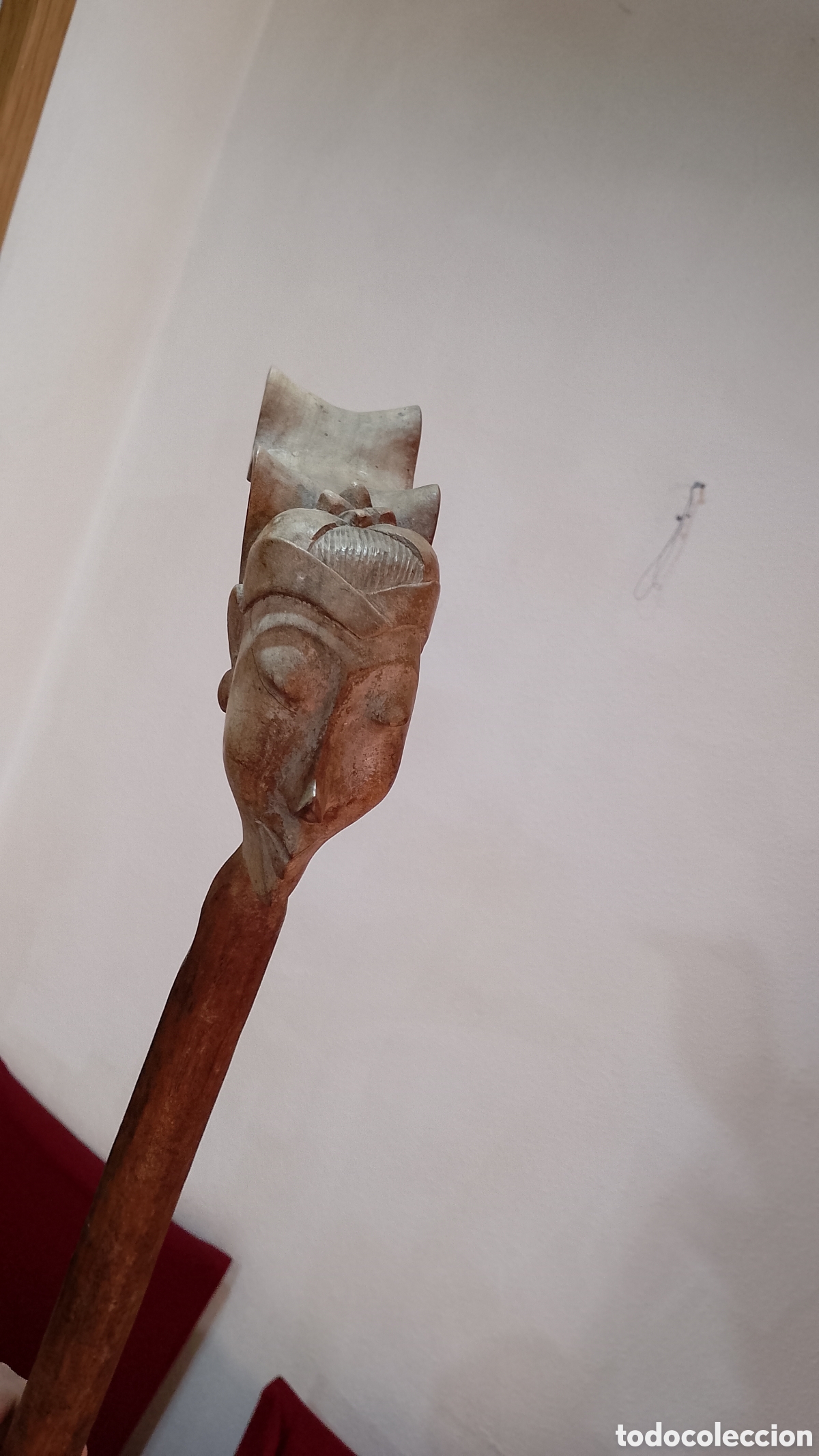 Antig&uuml;edades: Antiguo bast&oacute;n cabeza de mujer tallada - Foto 4