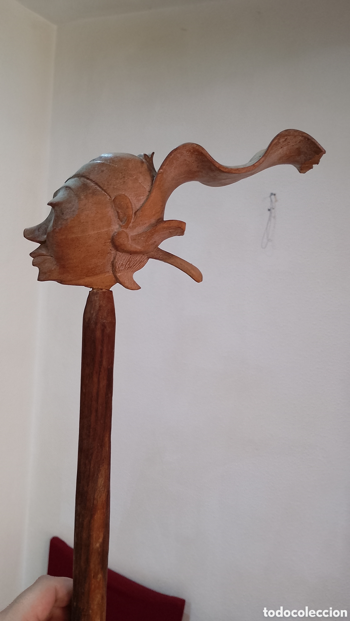 Antig&uuml;edades: Antiguo bast&oacute;n cabeza de mujer tallada - Foto 1