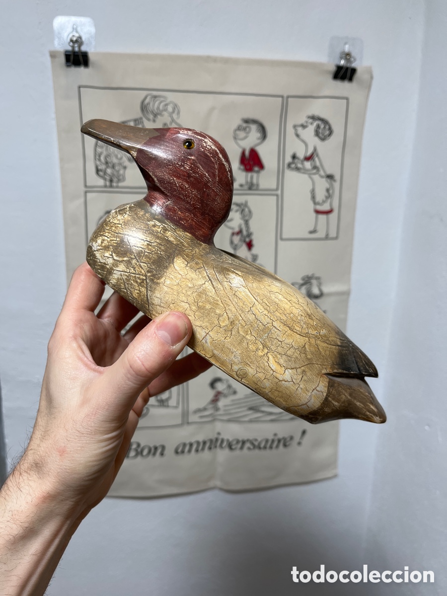 Antiguidades: Antiguo pato de madera para decoraci&oacute;n