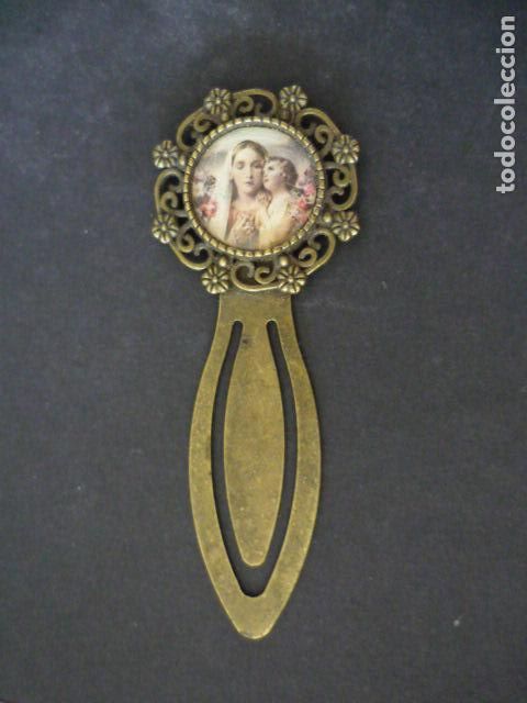 Antig&uuml;edades: LA VIRGEN Y EL NI&Ntilde;O MARCAPAGINAS PUNTO DE MIRA METAL Y ESMALTE